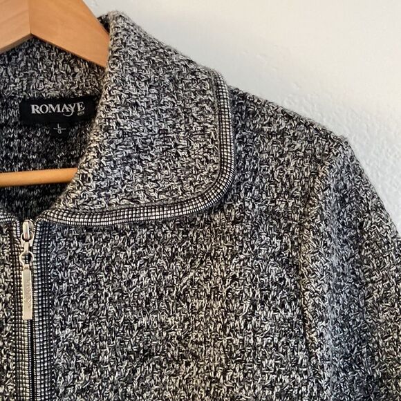 Romaye Black&White Knitted Jacket Sz L - Picture 5 of 6